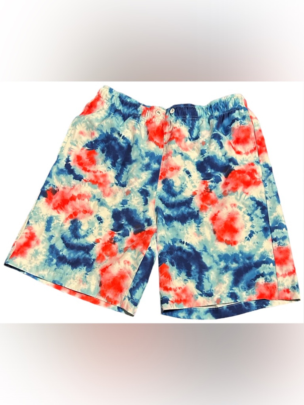 crown & ivy Red, Blue, White Tie-Dye Swim Shorts
